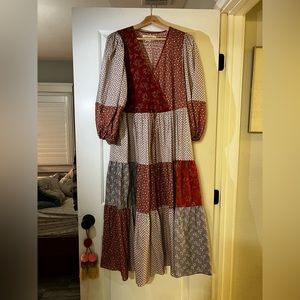 Like New! Christy Dawn Heirloom Patchwork Gina Dress in Colorblocked Rust (S)